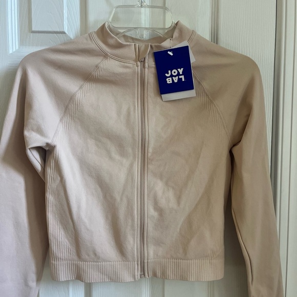 JoyLab Athletic Zip Up Jacket Womens Small Beige Stretchy Flexible Knit NWT‎ - Picture 2 of 11